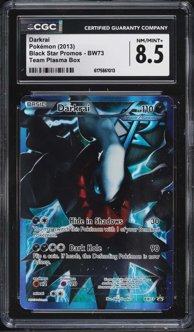 2013 Pokemon Black & White Promo Team Plasma Box Full Art Darkrai #BW73 CGC 8.5 NM-MT+