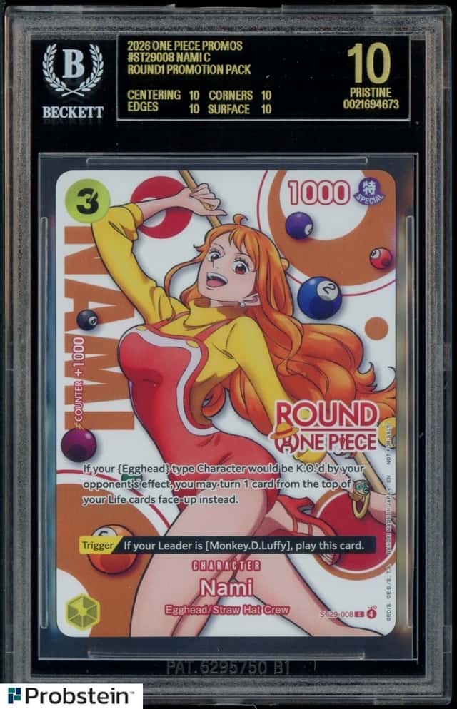 2026 One Piece English ST29-008 Nami Round1 Promotion Pack BGS 10 BLACK LABEL