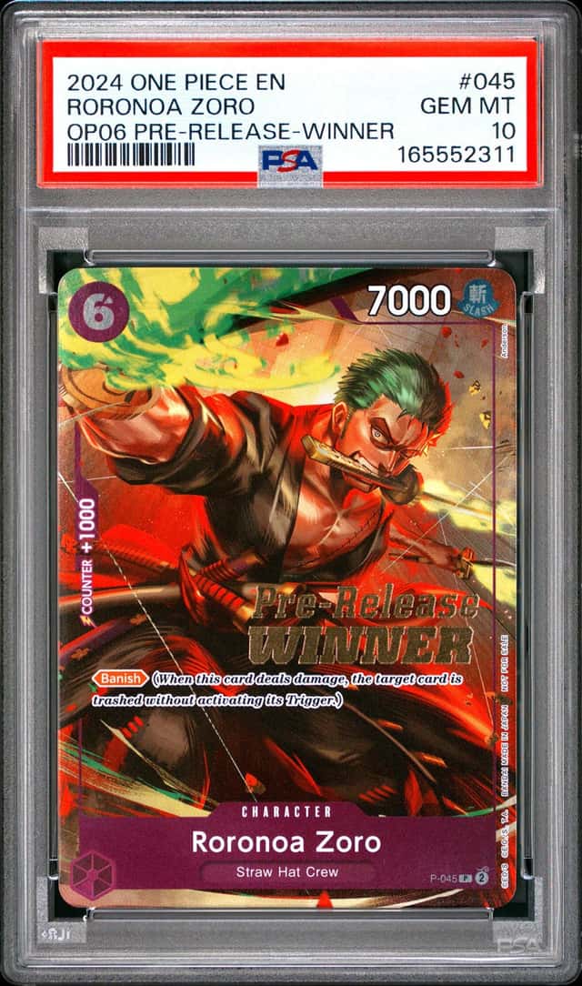 2024 One Piece OP06 Pre-Release Winner Roronoa Zoro #P-045 PSA 10 GEM MINT