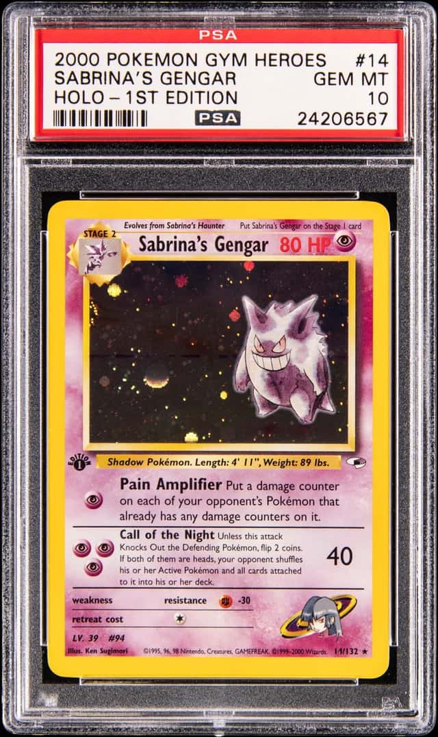 2000 Pokemon Gym Heroes 1st Edition Holo #14 Sabrina's Gengar - PSA GEM MT 10