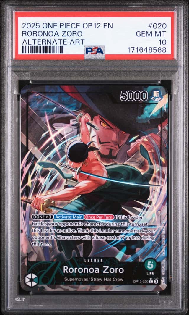 2025 One Piece OP12-020 Roronoa Zoro Alt Art PSA 10 Gem Mint Legacy Master