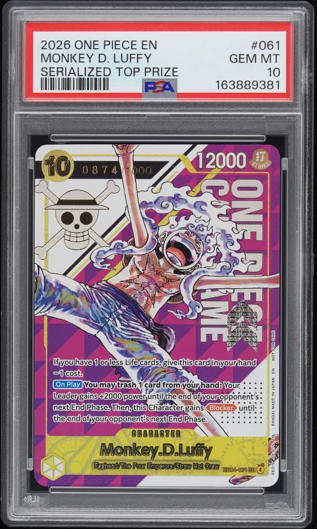 2026 One Piece Top Prize Monkey D Luffy Serialized #EB04-061 #/1000 PSA 10