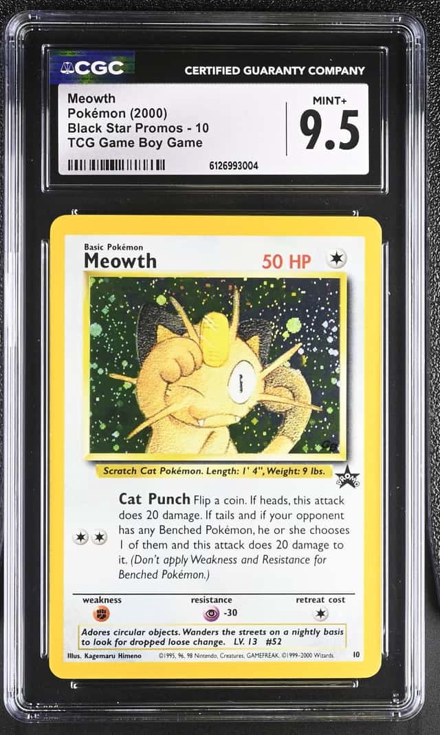 2000 POKEMON BLACK STAR PROMO MEOWTH #10 WOTC GAME BOY HOLO CGC 9.5