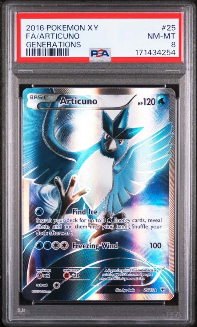2016 POKEMON XY GENERATIONS #25 FULL ART/ARTICUNO PSA 8
