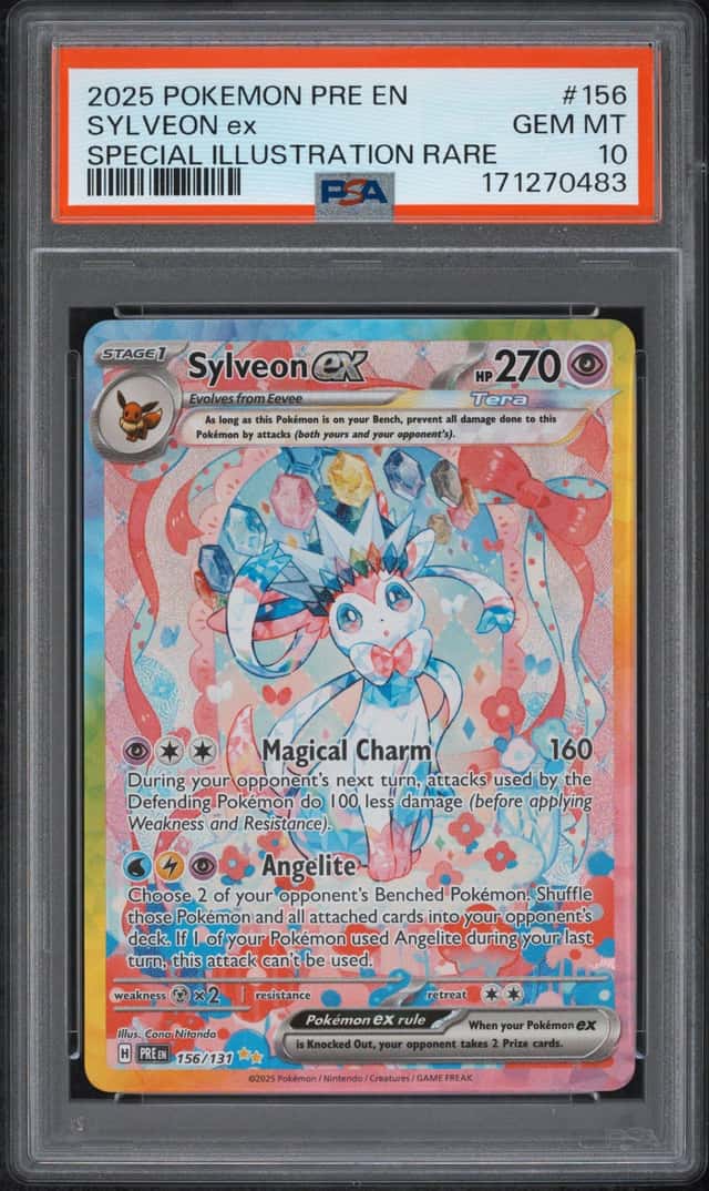 2025 POKEMON PRISMATIC EVOLUTIONS SPECIAL ILLUSTRATION RARE SYLVEON EX PSA 10