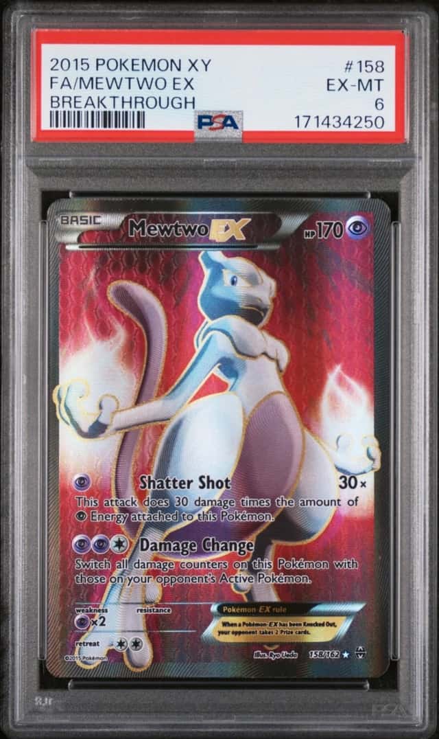 2015 POKEMON XY BREAKTHROUGH #158 FULL ART/MEWTWO EX PSA 6