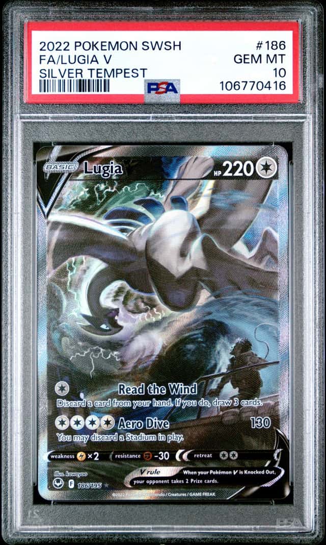 LUGIA V 2022 POKEMON SILVER TEMPEST 186/195 FULL ART PSA 10 Q3963-7