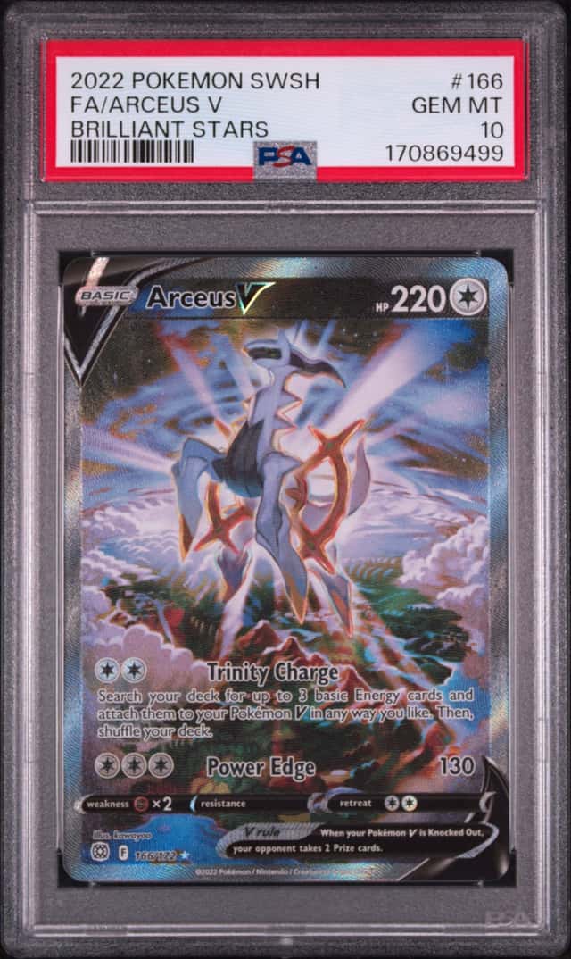 2022 POKEMON SWORD & SHIELD BRILLIANT STARS #166 FULL ART/ARCEUS V PSA 10