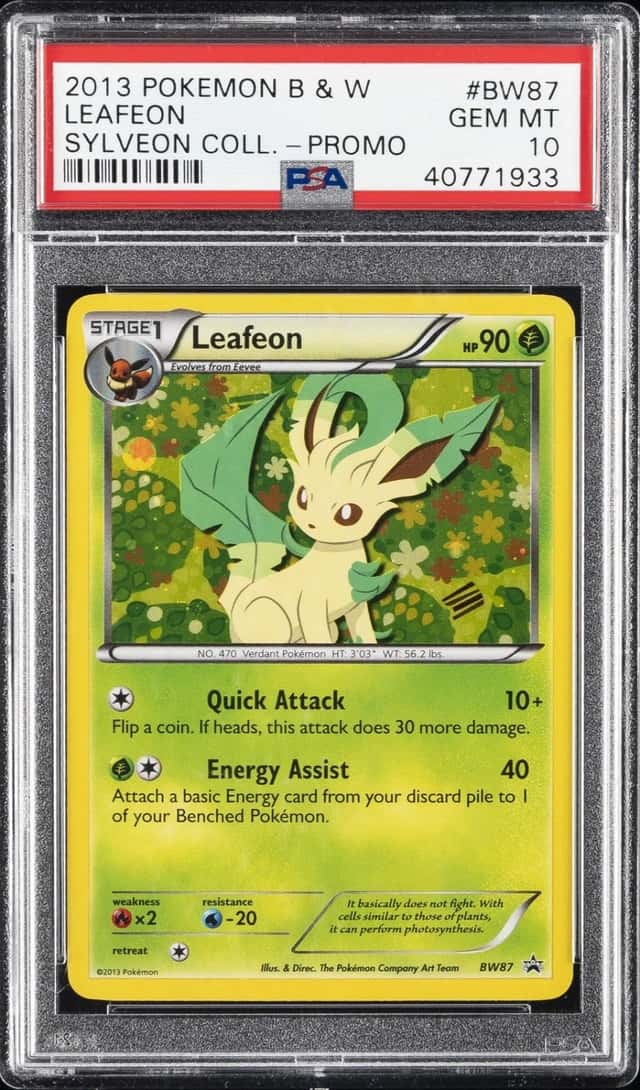 2013 POKEMON BLACK & WHITE PROMO SYLVEON COLLECTION #BW87 LEAFEON-HOLO PSA 10