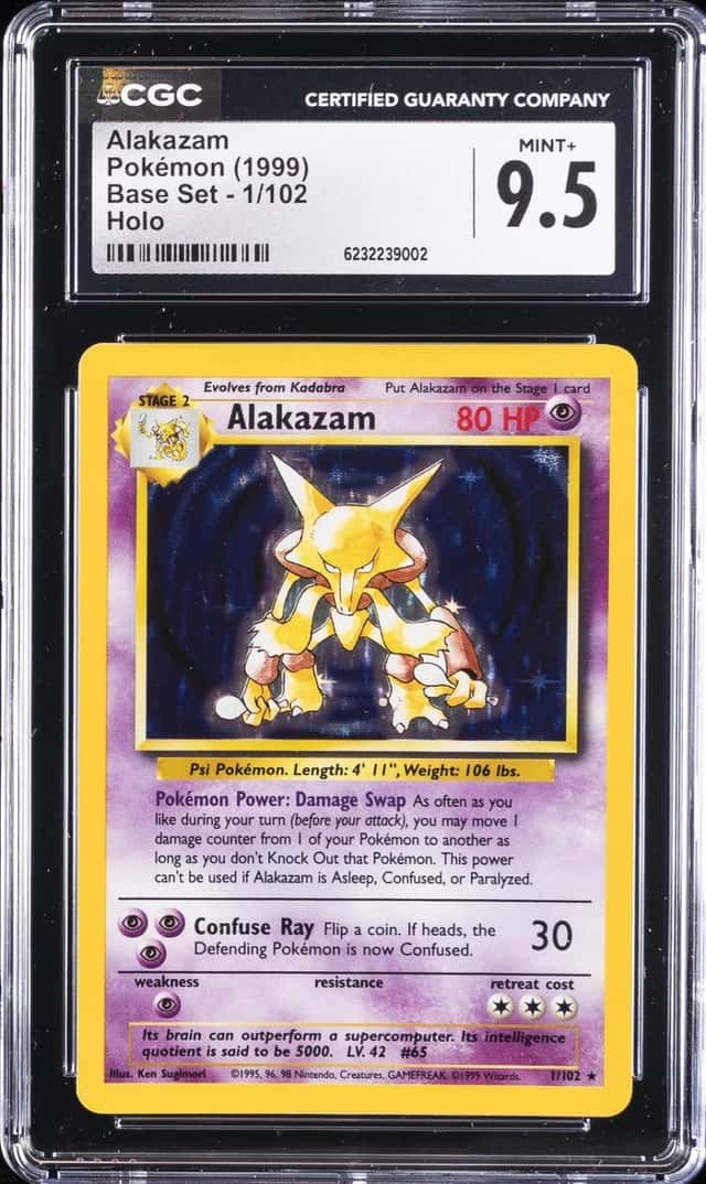 1999 POKEMON BASE SET HOLO #1/102 ALAKAZAM CGC 9.5