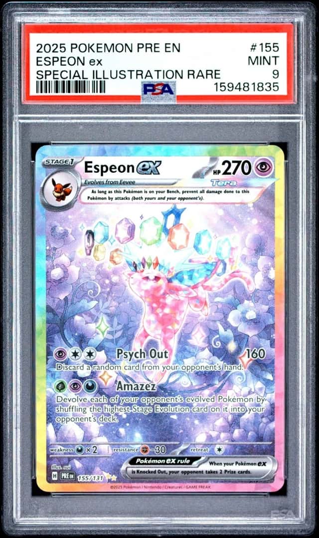 2025 POKEMON PRISMATIC EVOLUTIONS SPECIAL ILLUSTRATION RARE ESPEON EX PSA 9