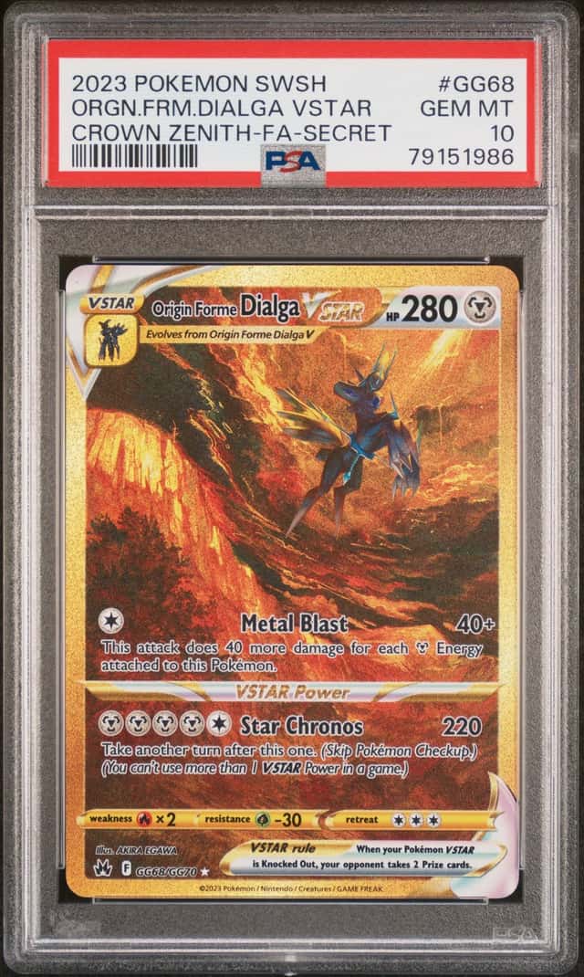 Pokemon 2023 Origin Forme Dialga VSTAR GG68 Full Art Crown Zenith GEM MT PSA 10