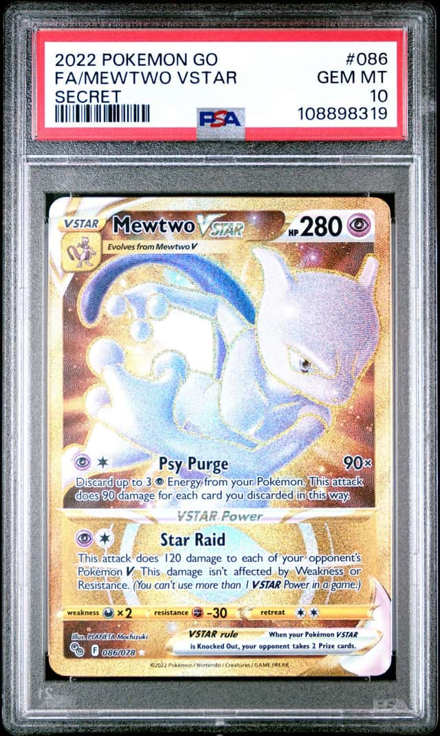 POKEMON 2022 POKEMON GO #086 FA/Mewtwo Vstar Secret PSA 10