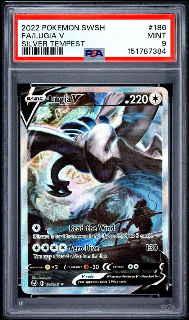 2022 Pokemon SWSH Silver Tempest Lugia V #186/195 PSA 9