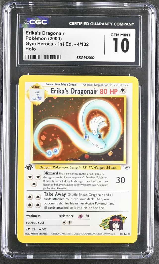2000 Pokemon Gym Heroes 1st Edition Erika's Dragonair Rare Holo #4/132 CGC 10