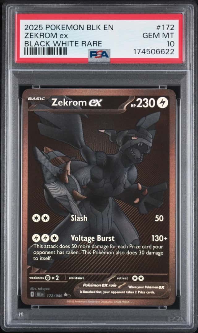 2025 POKEMON BLK EN-BLACK BOLT BLACK WHITE RARE #172 ZEKROM EX PSA 10