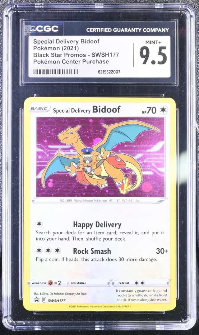 Pokemon Special Delivery Bidoof Day Promo SWSH177 PM Center Purchase CGC 9.5