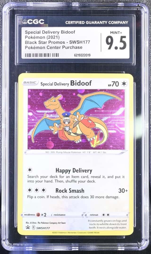 Pokemon Special Delivery Bidoof Day Promo SWSH177 PM Center Purchase CGC 9.5