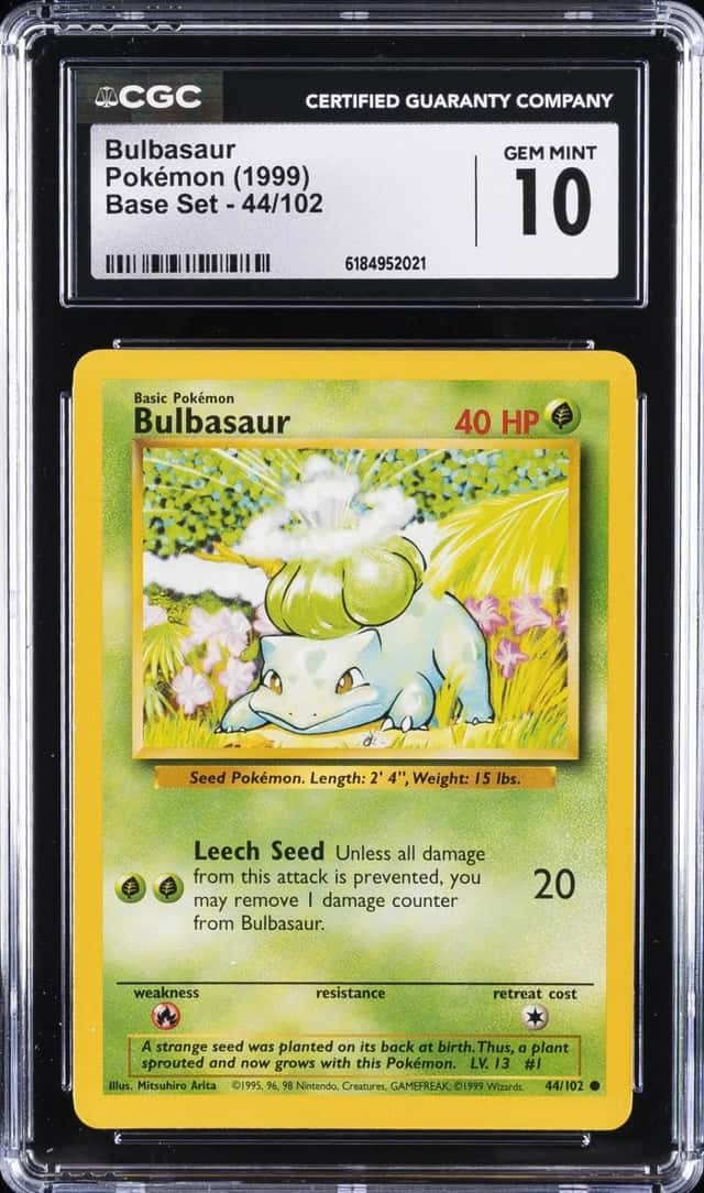 1999 POKEMON BASE SET #44 BULBASAUR CGC 10 GEM MINT