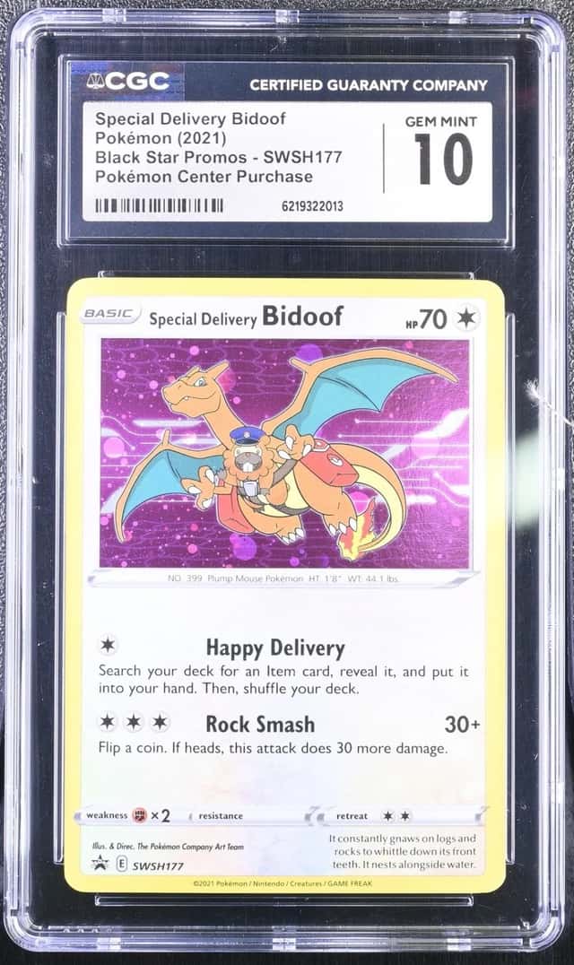 Pokemon Special Delivery Bidoof Day Promo SWSH177 PM Center Purchase CGC 10