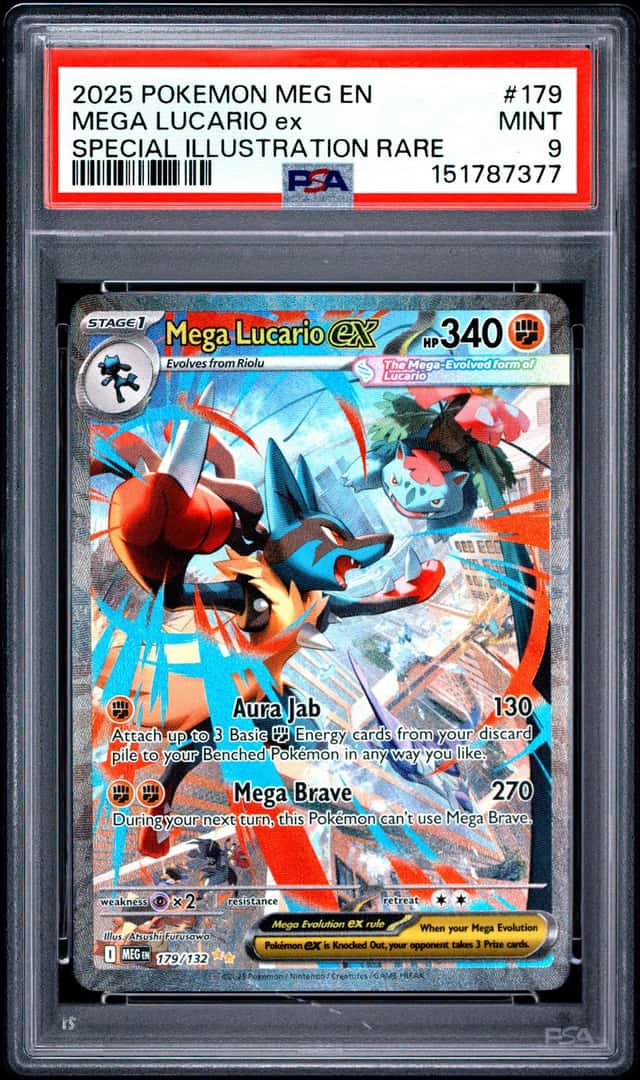 2025 Pokemon Mega Evolution Lucario ex Special Illustration Rare #179/132 PSA 9
