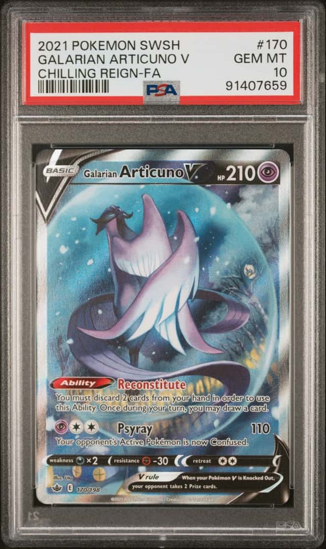 Pokemon Galarian Articuno V Chilling Reign Alt Art DAMAGED SLAB 170/198 PSA 10
