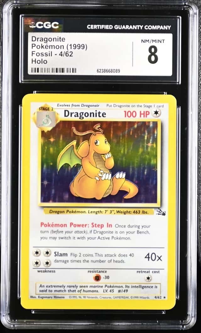 Pokemon Dragonite Fossil 4/62 Holo CGC 8