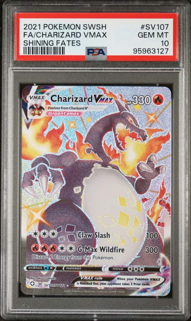 2021 Pokemon SWSH Shining Fates Charizard VMAX Shiny Vault #SV107/SV122 PSA 10