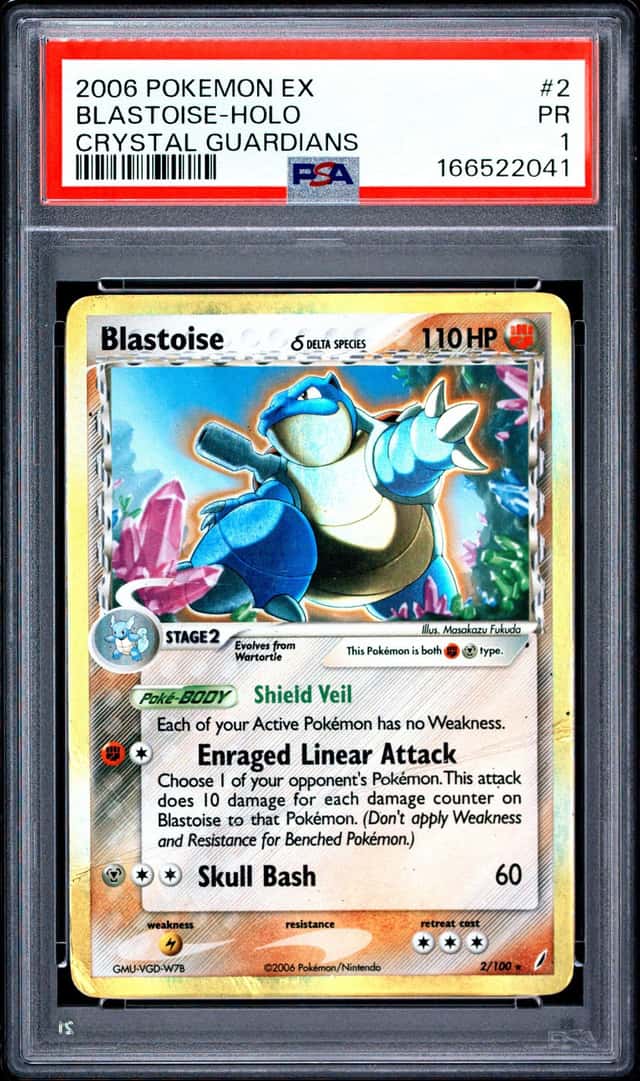Pokemon Blastoise Holo Crystal Guardians 2/100 PSA 1