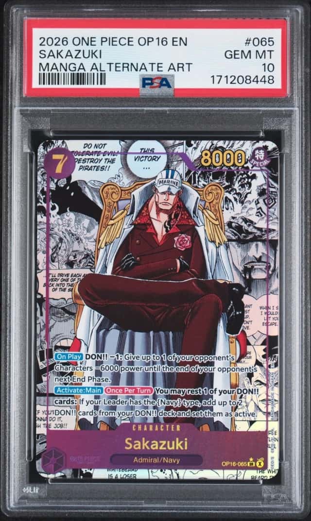 One Piece Sakazuki Op16-The Time Of Battle 065 Manga Alternate Art PSA 10