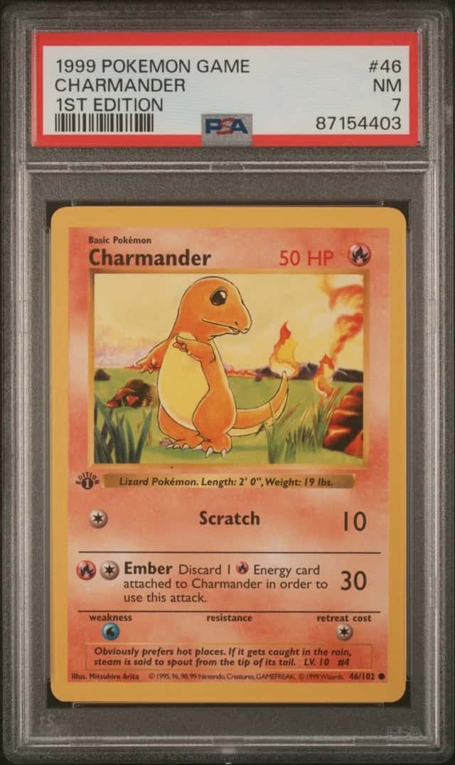 Pokemon Charmander 46/102 Base Set Shadowless 1st Edition PSA 7