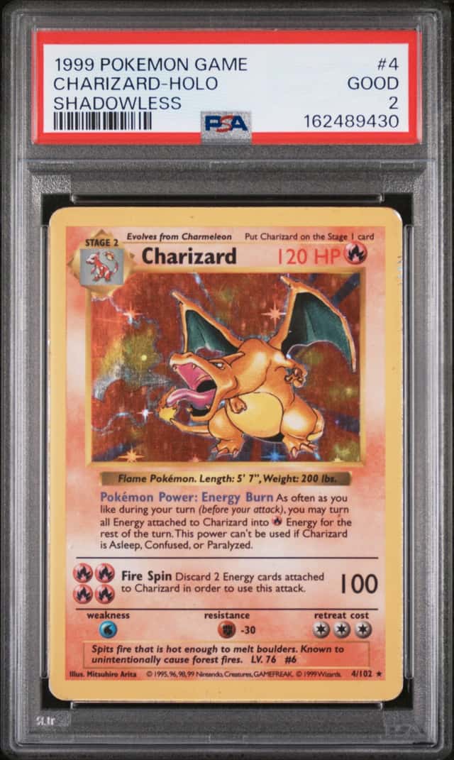 1999 POKEMON GAME #4 CHARIZARD-HOLO SHADOWLESS PSA 2 GOOD