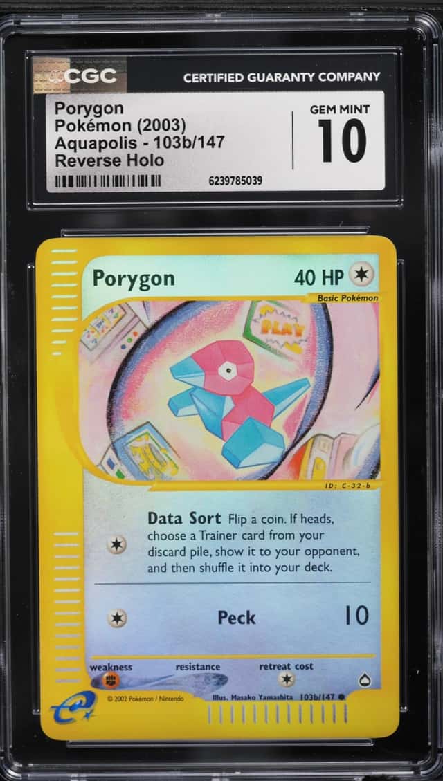 2003 Pokemon Aquapolis Reverse Holo Porygon #103b CGC 10 GEM MINT