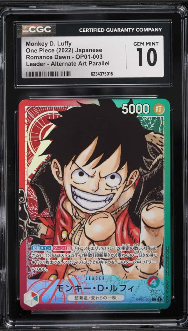 2022 One Piece Japanese Romance Dawn Alt Art Leader Monkey D. Luffy #OP01-003 CGC 10 GEM MINT