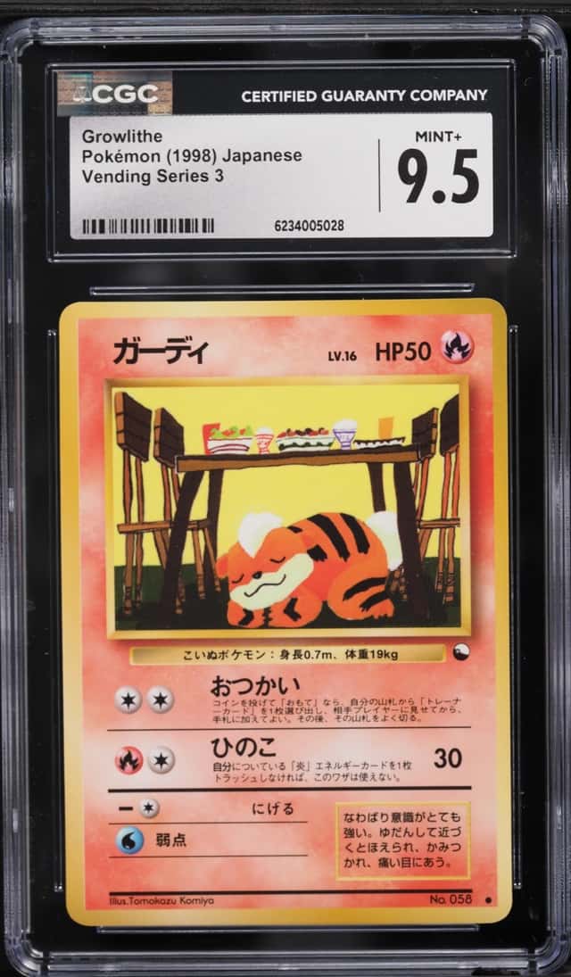 1998 Pokemon Japanese Vending Series 3 Growlithe #58 CGC 9.5 MINT+