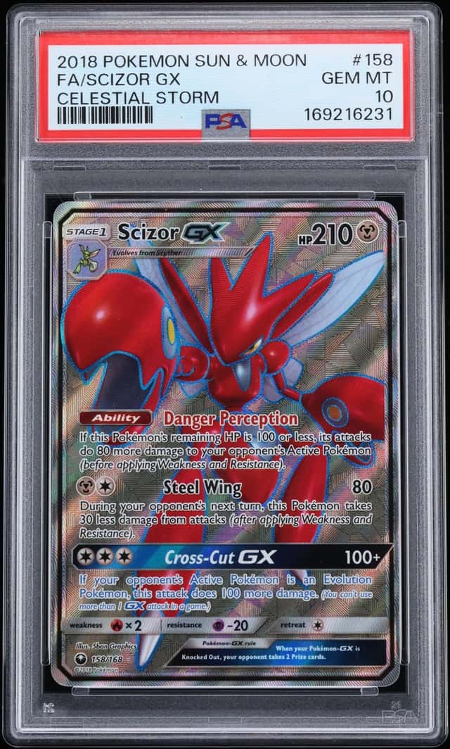 2018 Pokemon Sun & Moon Celestial Storm Full Art Scizor GX #158 PSA 10 GEM MINT