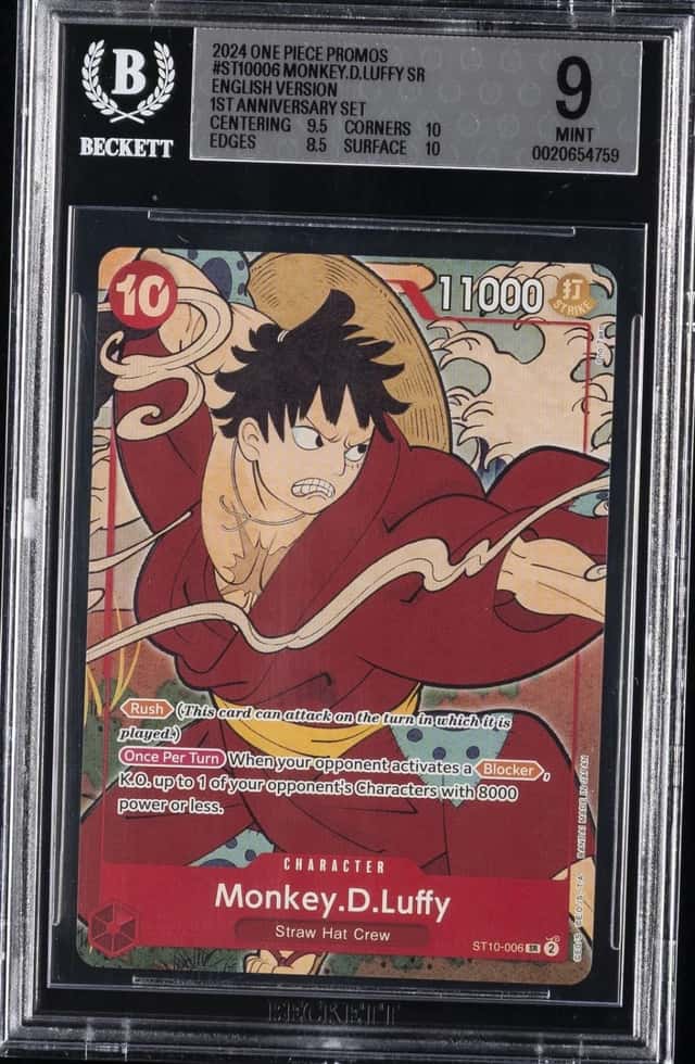 2024 ONE PIECE PROMOS SR ENGLISH VER. 1ST ANNIVERSARY SET MONKEY.D.LUFFY BGS 9