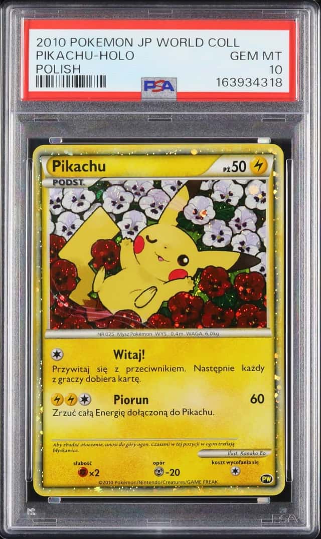 2010 Pokemon Polish Pikachu Promo Holo Pikachu World Collection PSA 10