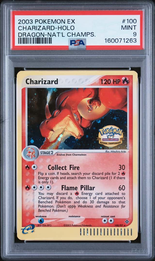 2003 POKEMON EX DRAGON #100 CHARIZARD-HOLO DRAGON-NAT'L CHAMPS.PSA 9
