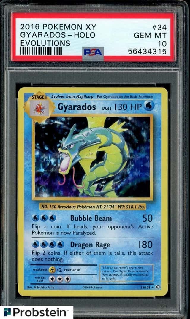 2016 POKEMON XY EVOLUTIONS #34 GYARADOS-HOLO EVOLUTIONS PSA 10 GEM MINT