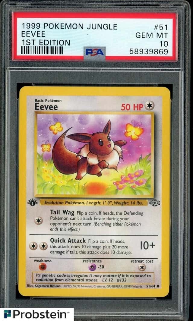 1999 POKEMON JUNGLE #51 EEVEE 1ST EDITION PSA 10 GEM MINT