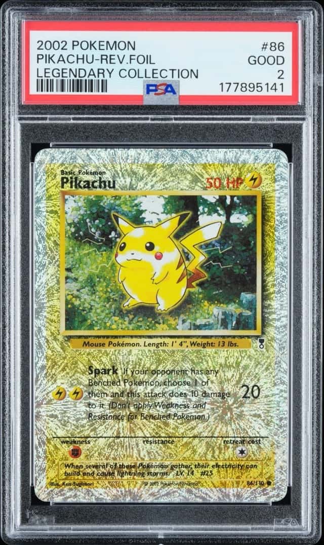 2002 Pokemon Legendary Collection Pikachu #86 Reverse Foil Holo PSA 2 Vintage