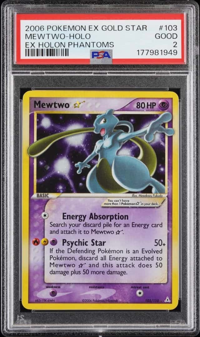 2006 Pokemon EX Holon Phantoms Mewtwo Gold Star Holo #103 PSA 2 Rare Vintage