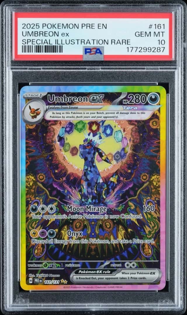 2025 POKEMON PRE EN-PRISMATIC EVOLUTIONS #161 UMBREON EX PSA 10