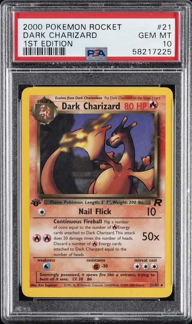 2000 POKEMON ROCKET 1ST EDITION #21 DARK CHARIZARD PSA 10