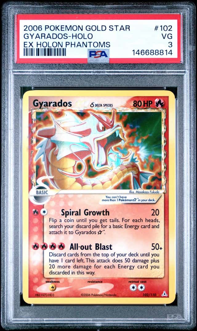 2006 POKEMON EX HOLON PHANTOMS GOLD STAR #102 GYARADOS-HOLO PSA 3