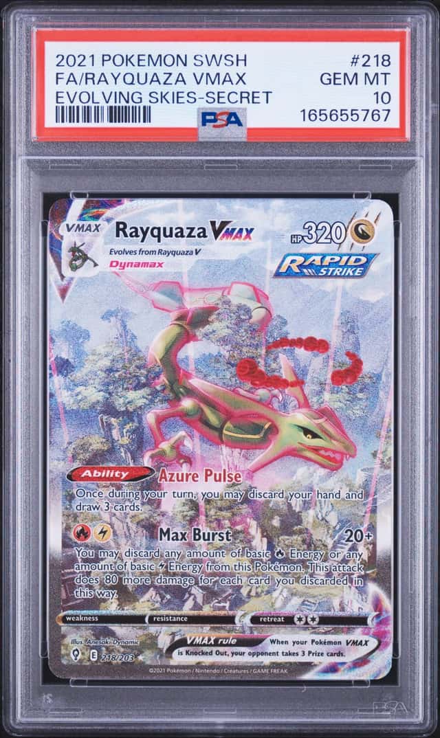 2021 Pokemon SWSH Evolving Skies Rayquaza VMAX #218/203 PSA 10 GEM MINT