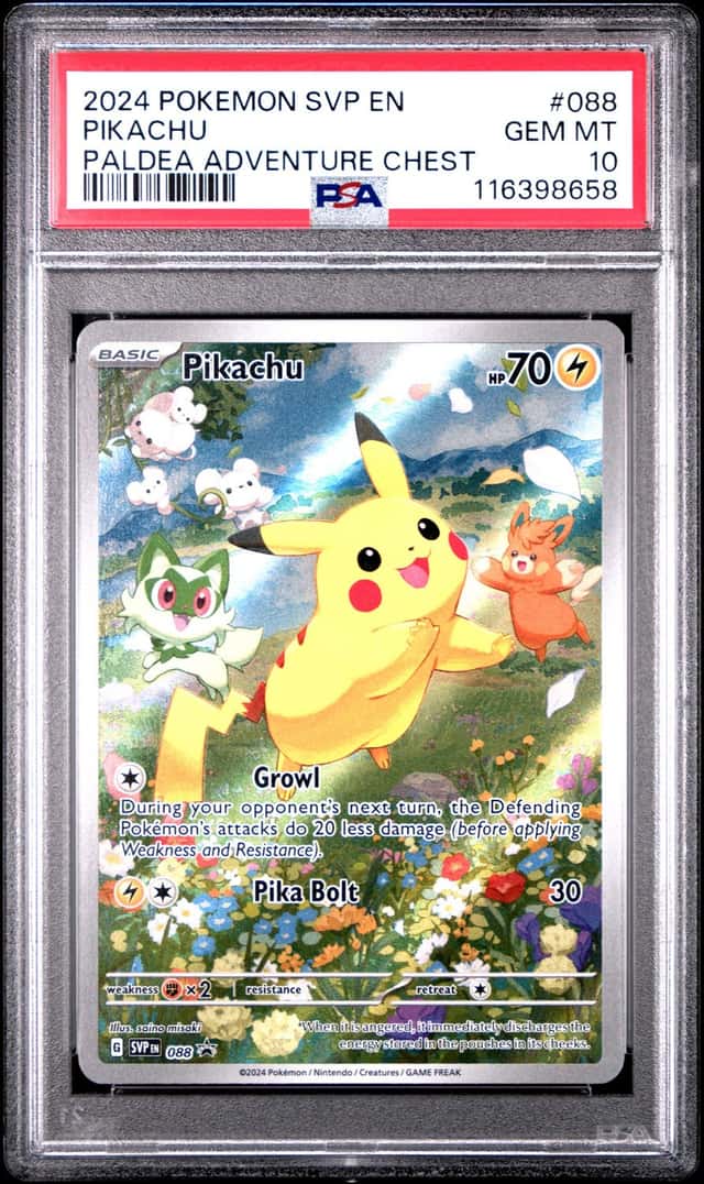 Pokemon PSA 10 Pikachu Promo 2024 #088 SVP Paldea Adventure Chest English