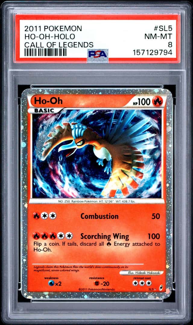 PSA 8 Ho-Oh Shiny SL5 Call of Legends 2011 Holo Pokemon  Card Low Pop Swirl 🌀