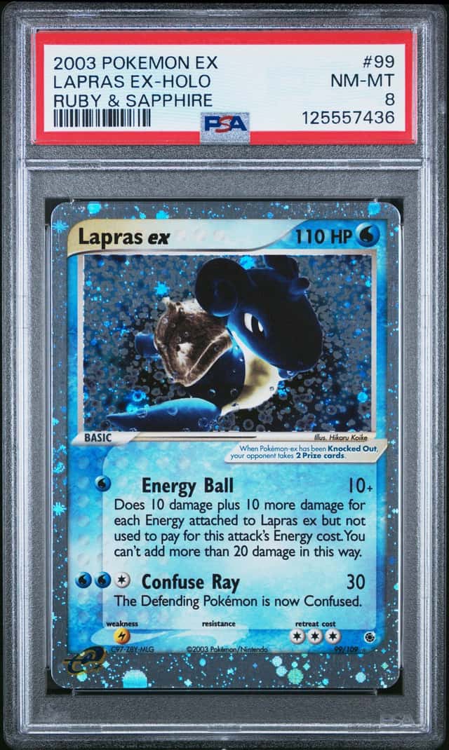 Pokemon 2003 Lapras EX Ruby & Sapphire Holo Card PSA 8 NM/MT